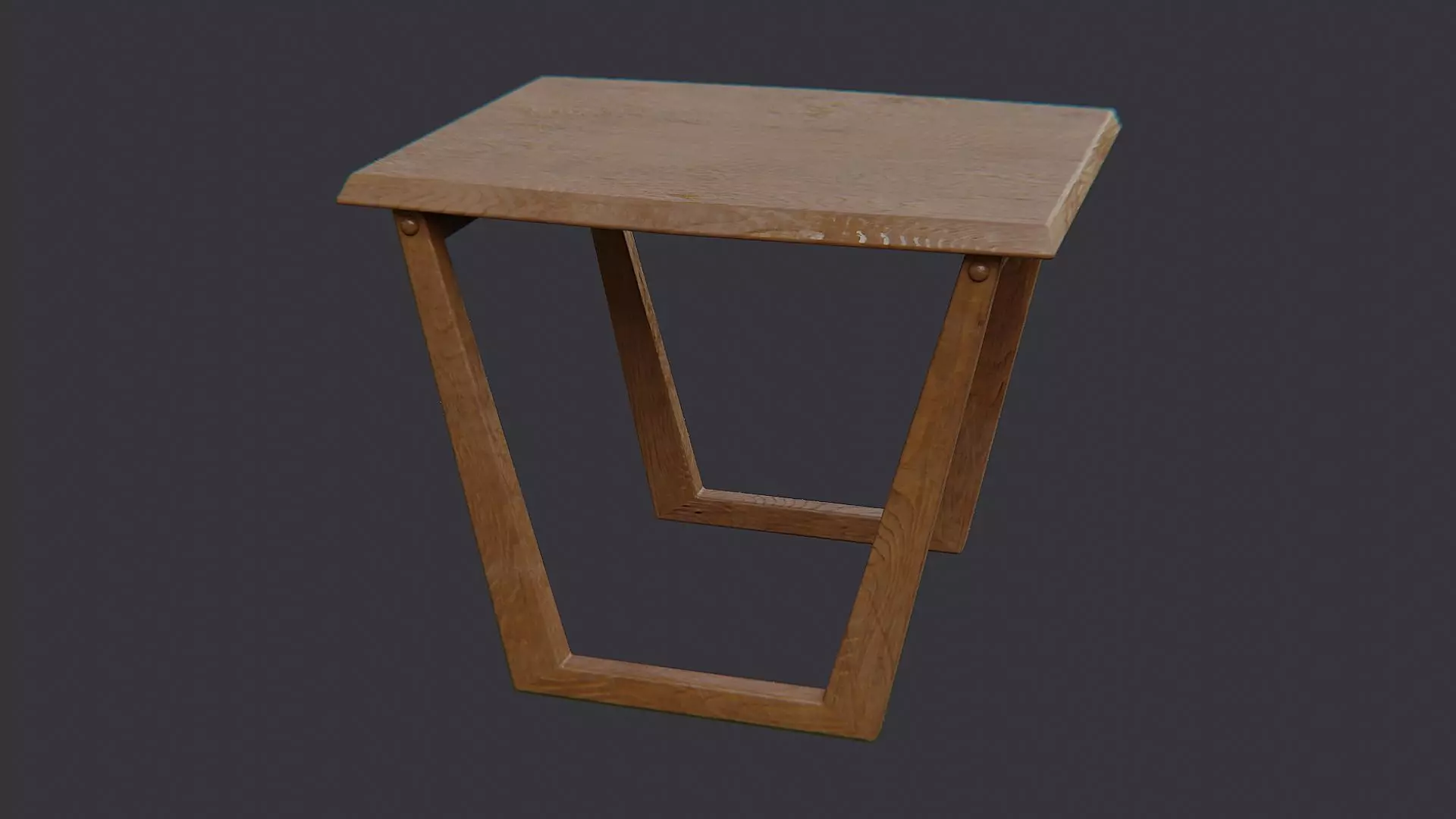 Vintage Wooden Table Low-poly 3D model_1