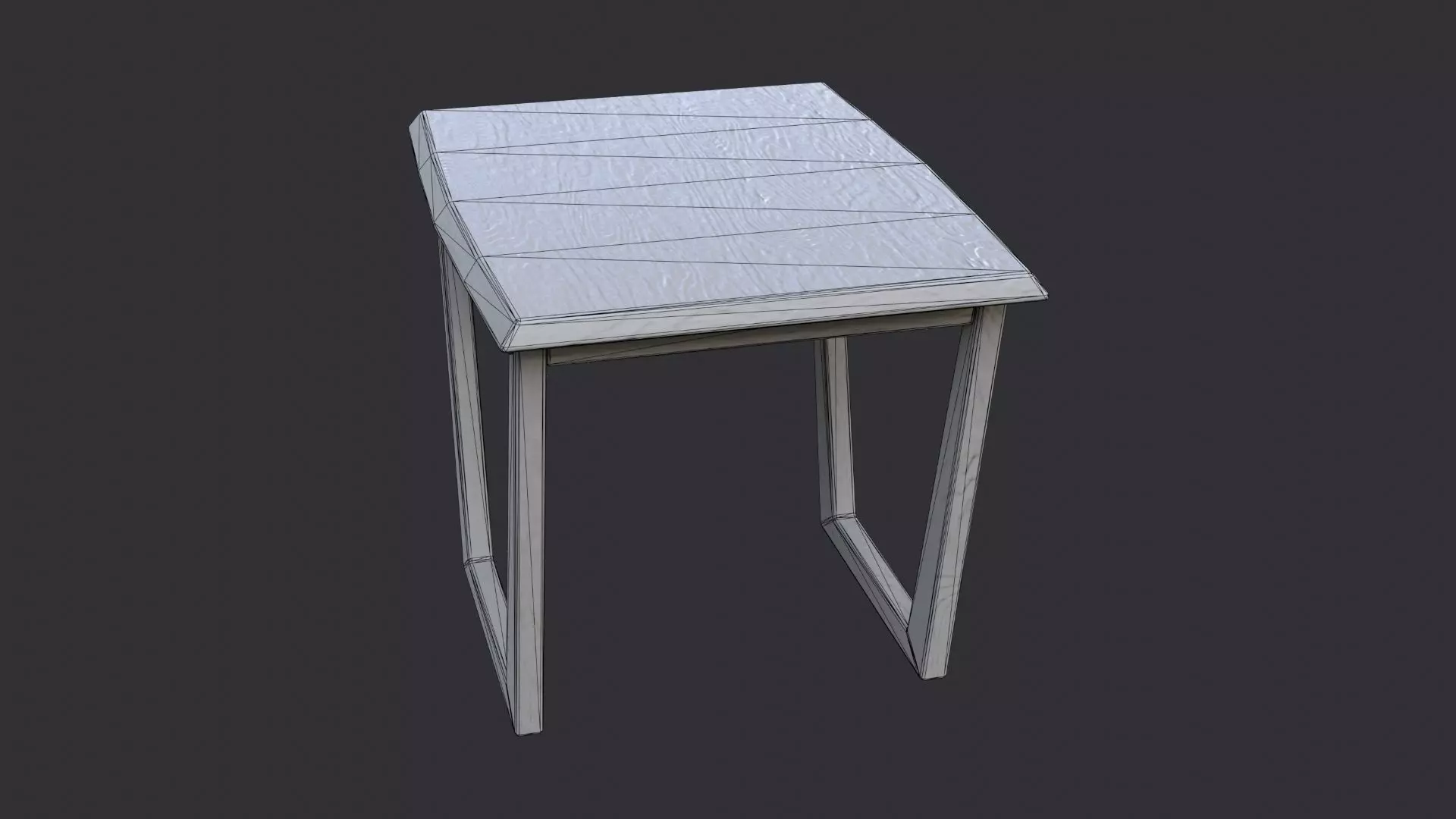 Vintage Wooden Table Low-poly 3D model_7