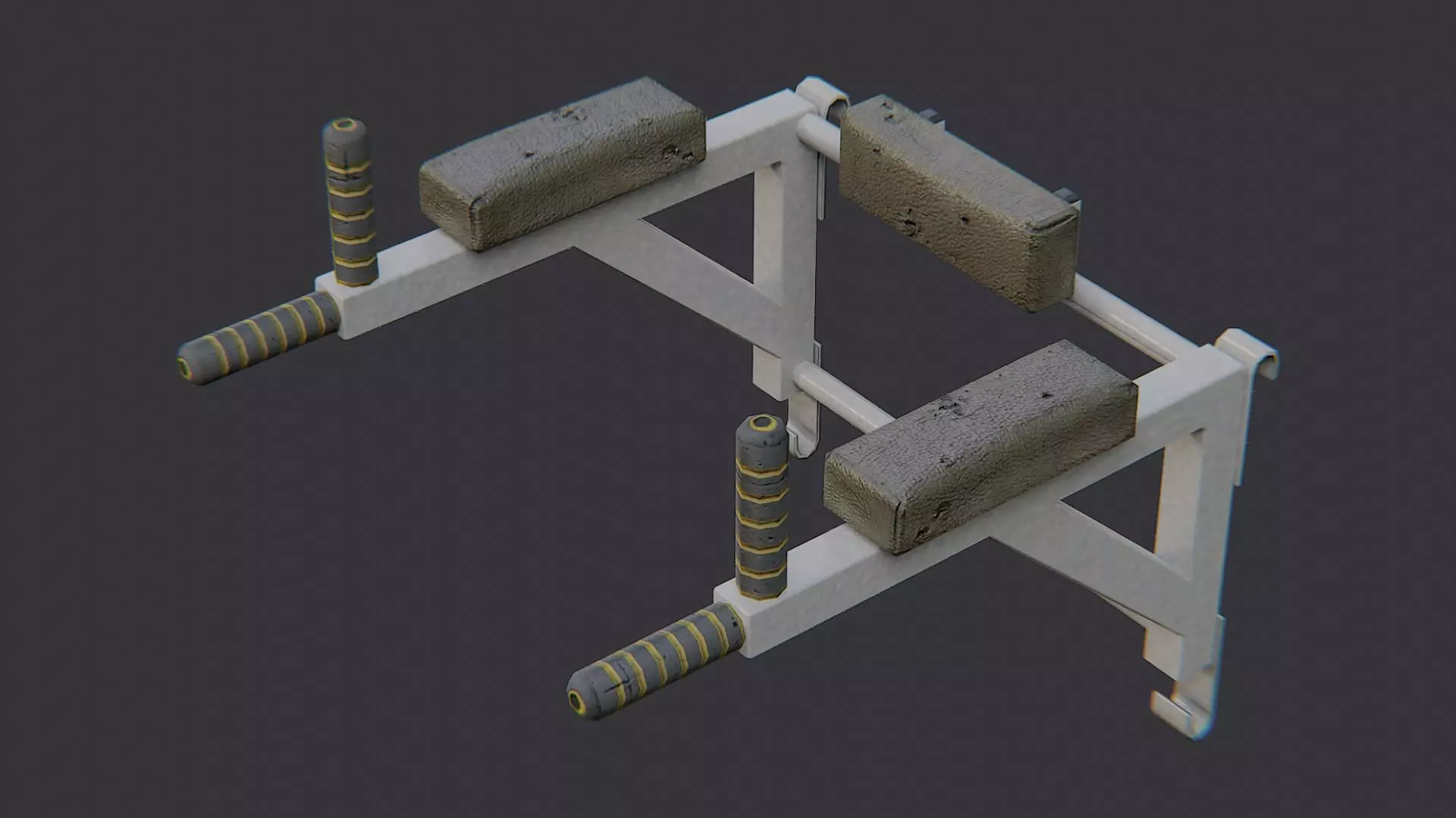 Wall Mounted Fitness Bar Fixture Low-poly 3D model_3