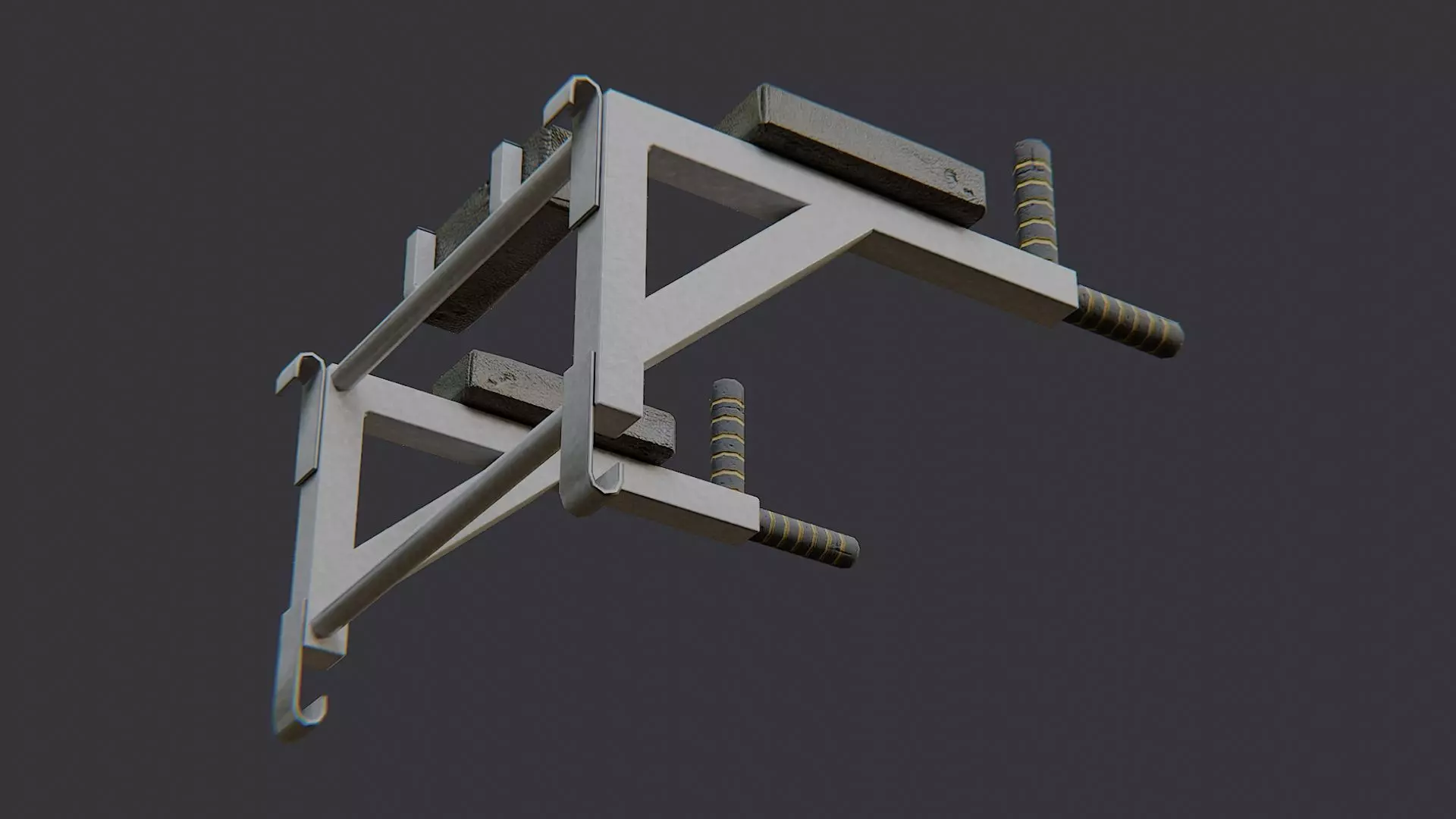 Wall Mounted Fitness Bar Fixture Low-poly 3D model_5