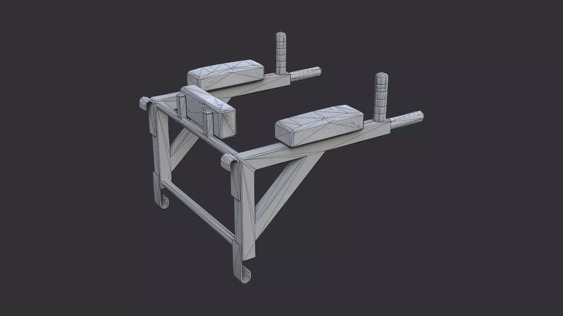 Wall Mounted Fitness Bar Fixture Low-poly 3D model_7