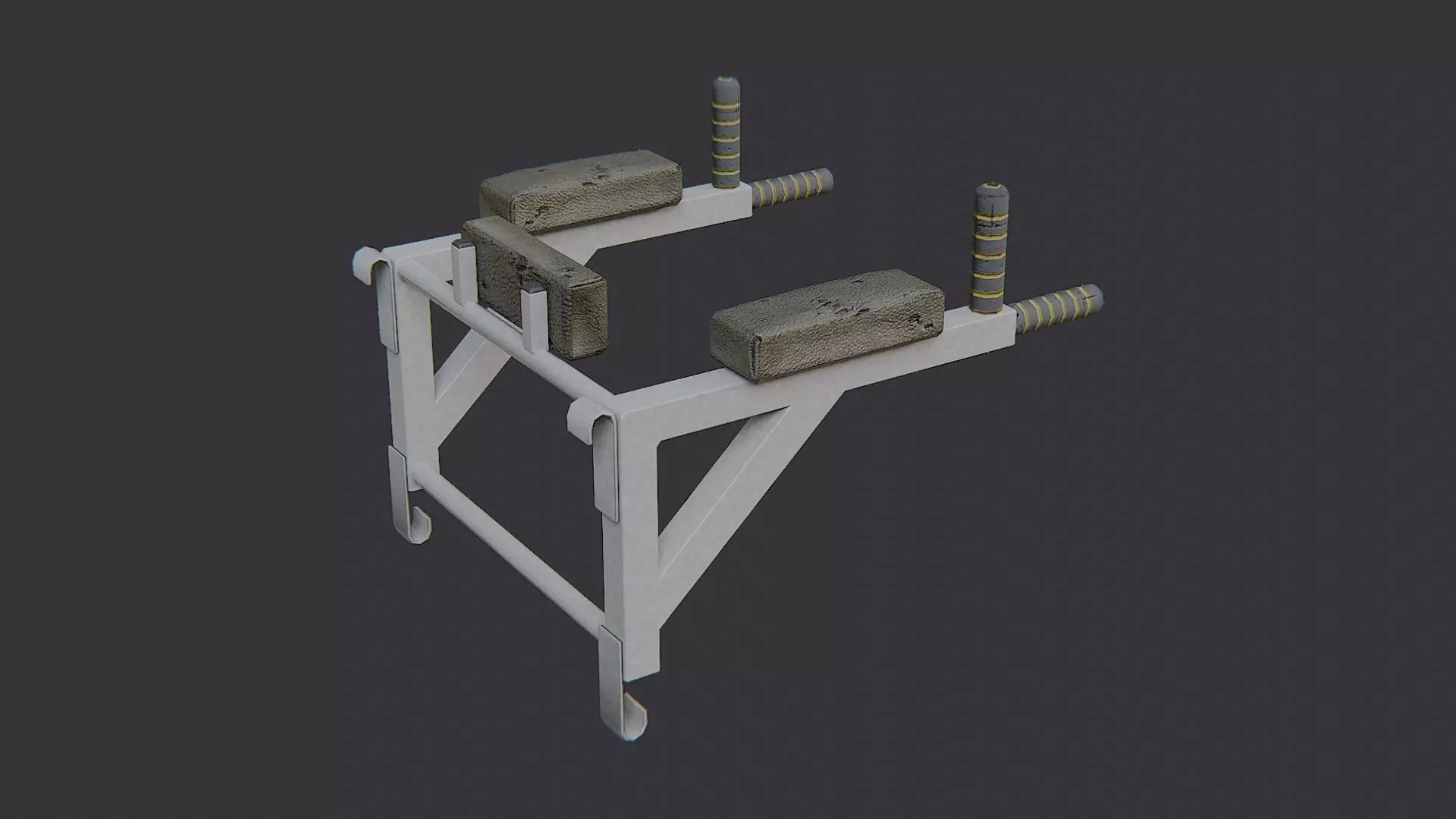 Wall Mounted Fitness Bar Fixture Low-poly 3D model_0