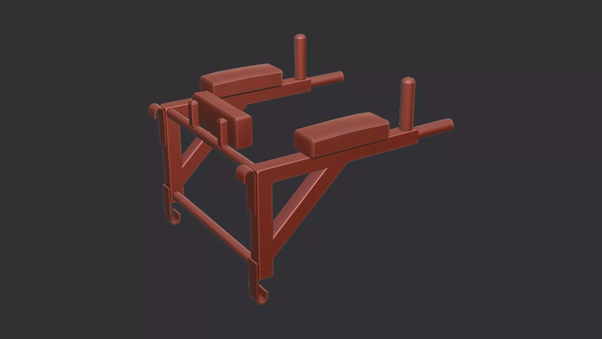 Wall Mounted Fitness Bar Fixture Low-poly 3D model_6