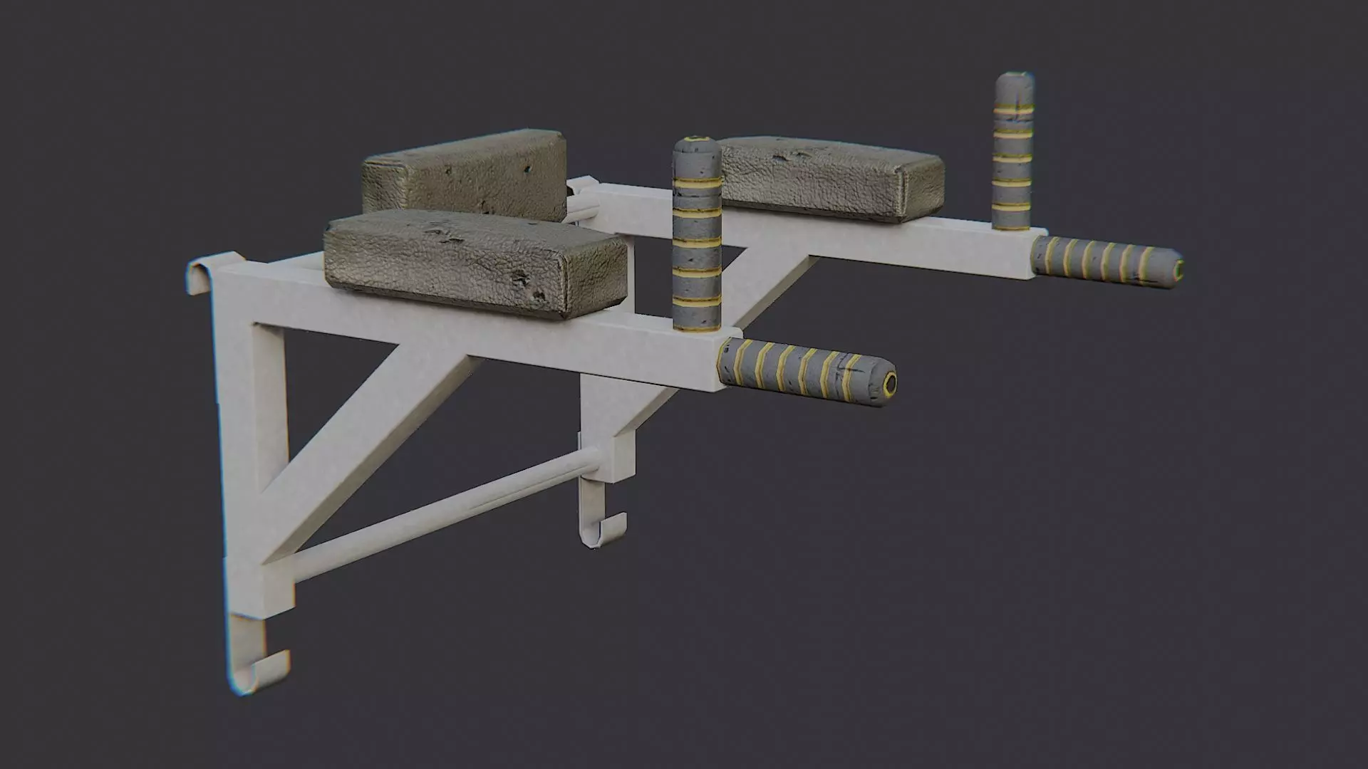 Wall Mounted Fitness Bar Fixture Low-poly 3D model_2