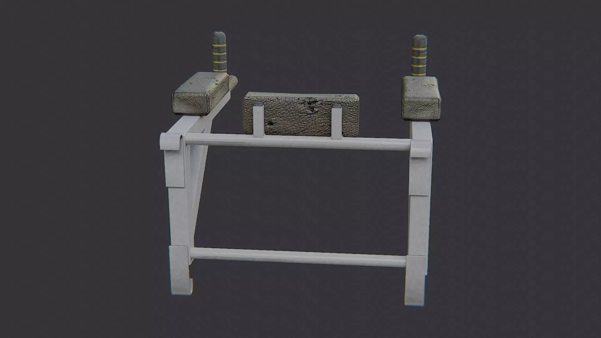 Wall Mounted Fitness Bar Fixture Low-poly 3D model_1