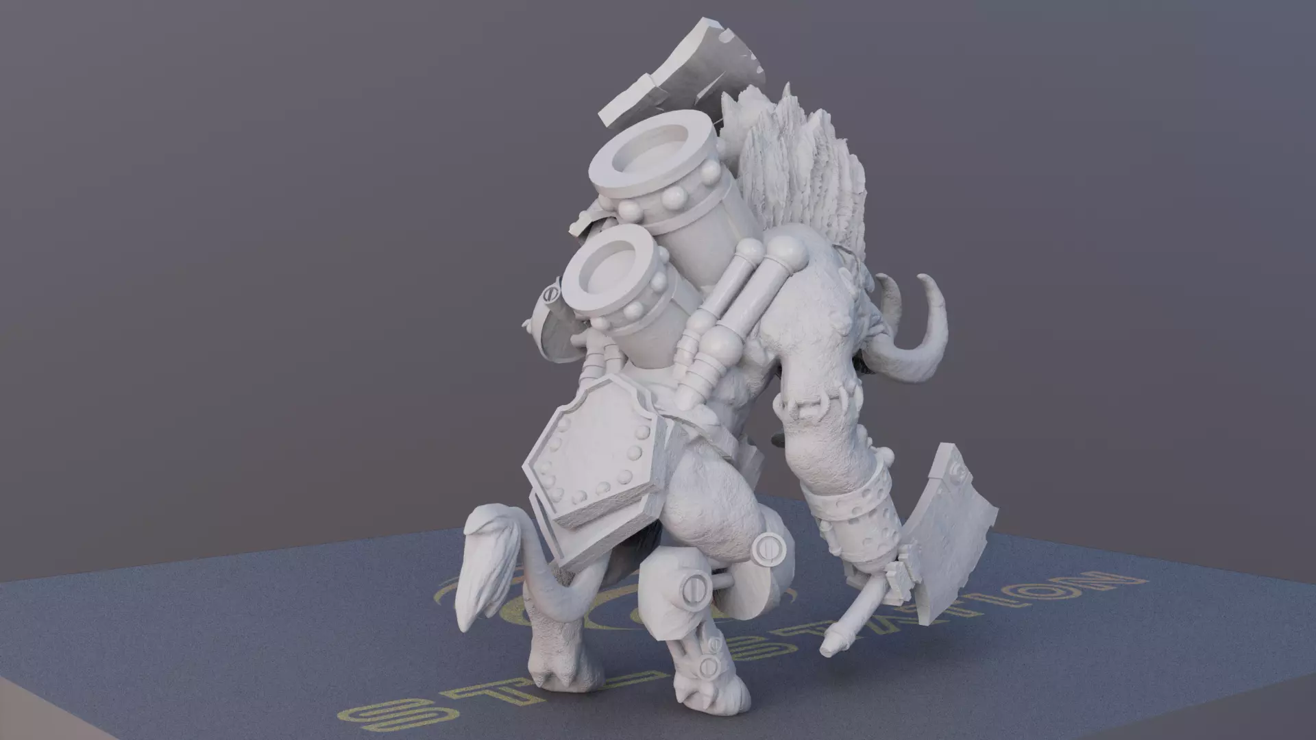 CyberTusker SciFi Boar Warrior 3D print model_3