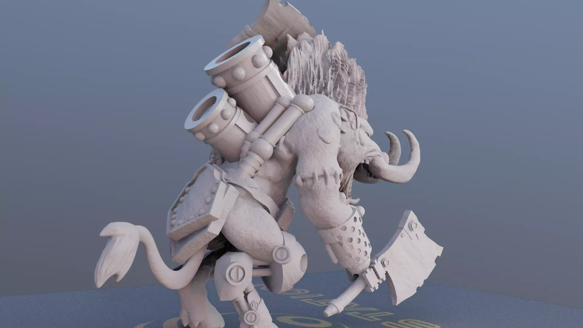 CyberTusker SciFi Boar Warrior 3D print model_7