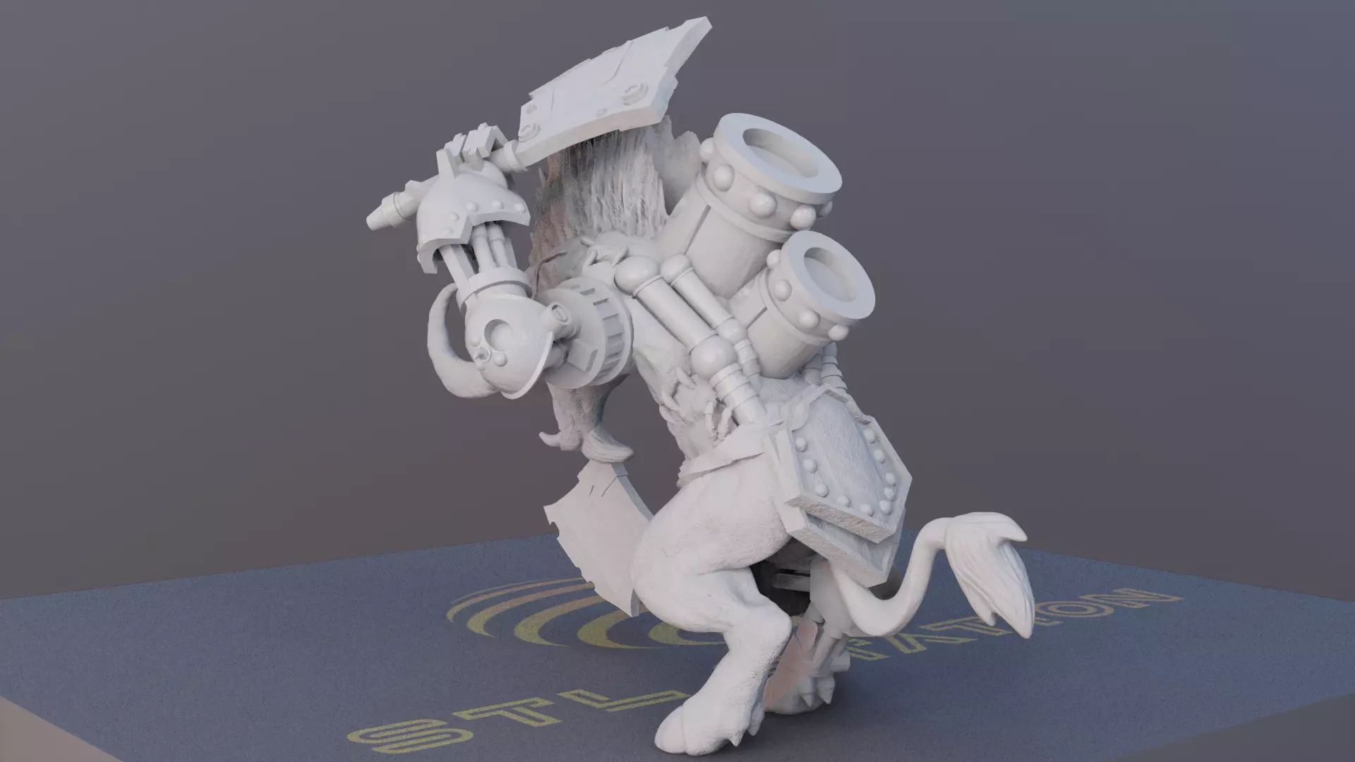 CyberTusker SciFi Boar Warrior 3D print model_2
