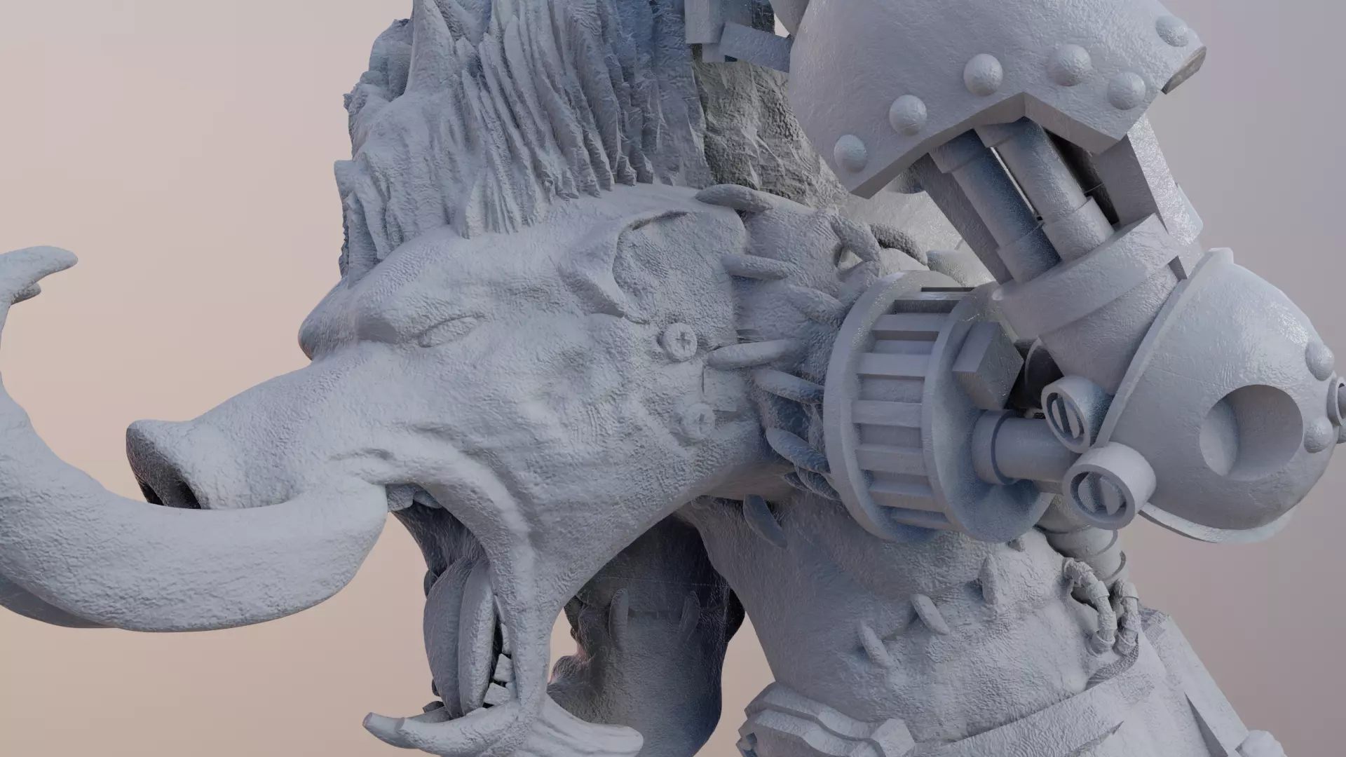 CyberTusker SciFi Boar Warrior 3D print model_5