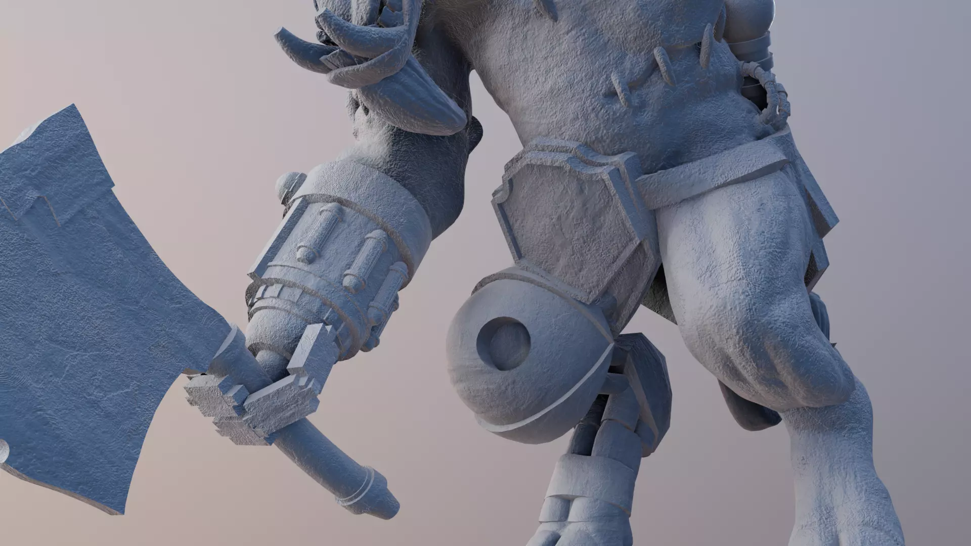 CyberTusker SciFi Boar Warrior 3D print model_9