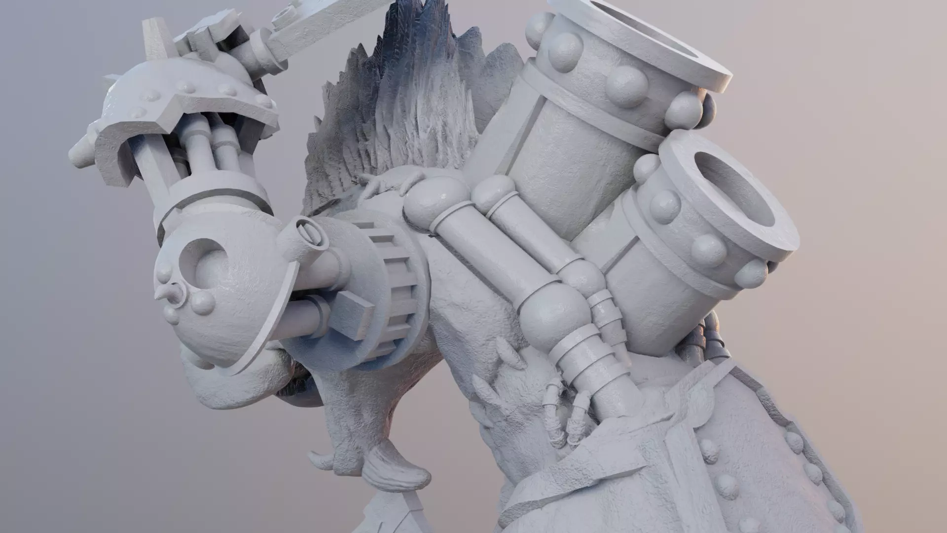 CyberTusker SciFi Boar Warrior 3D print model_6