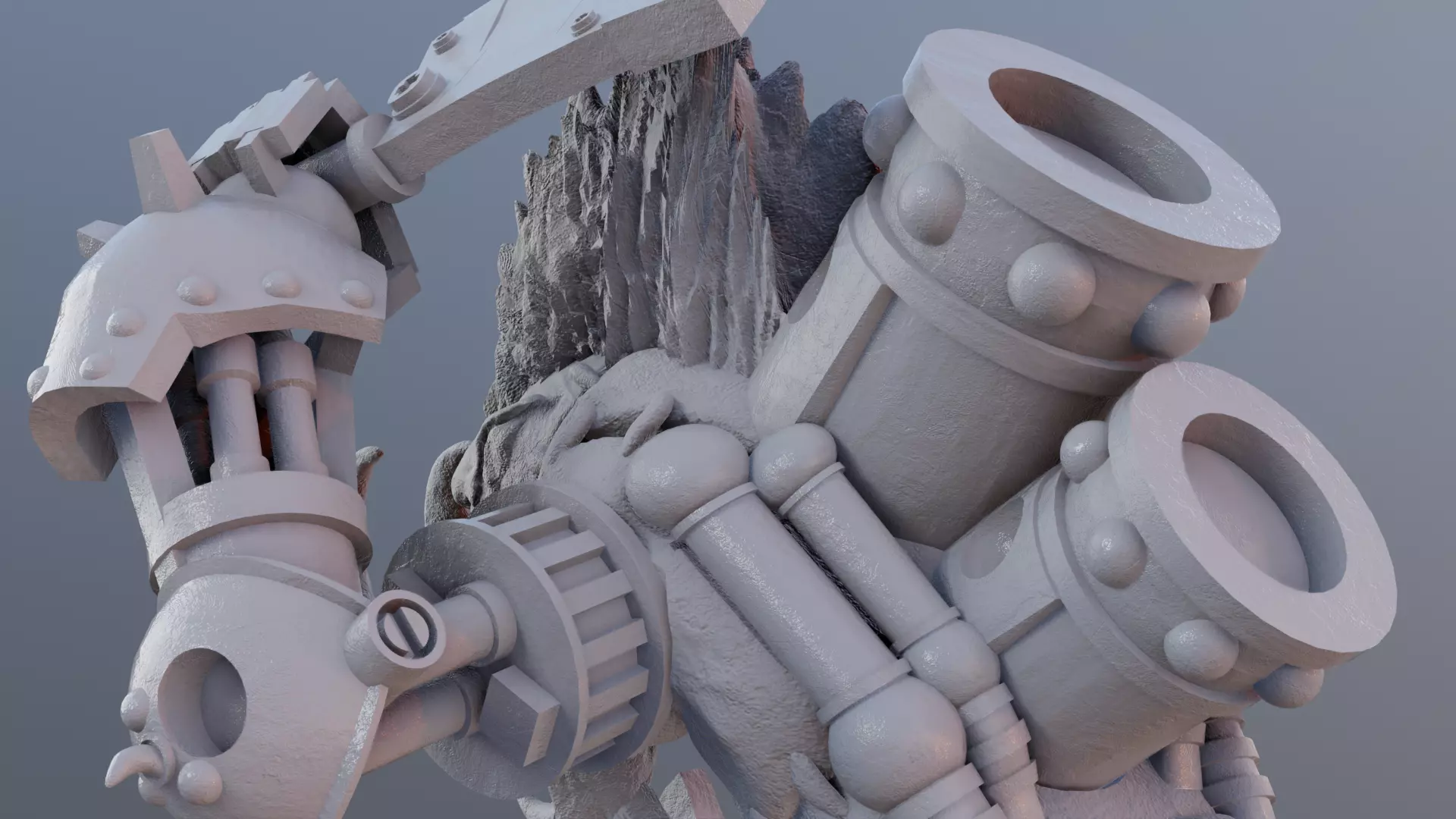 CyberTusker SciFi Boar Warrior 3D print model_12