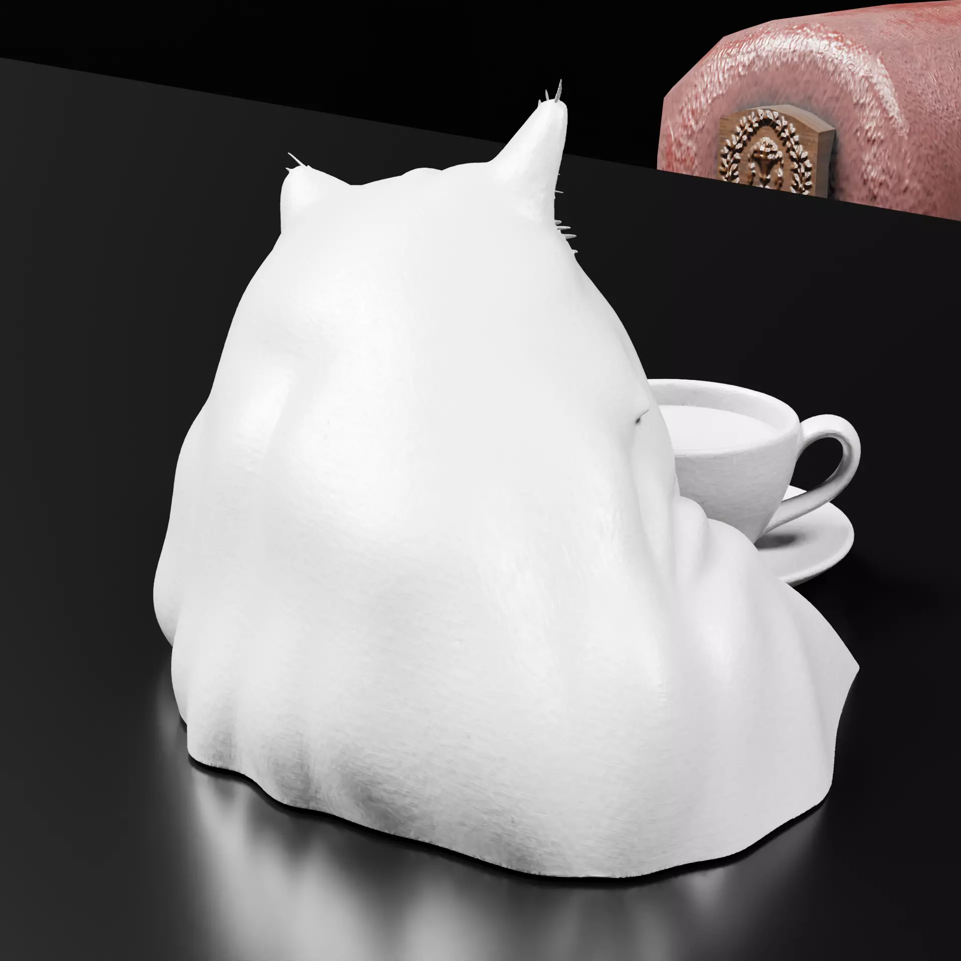 Sleepy Cat with Coffee Cup Figurine Paintable 3D print model_8