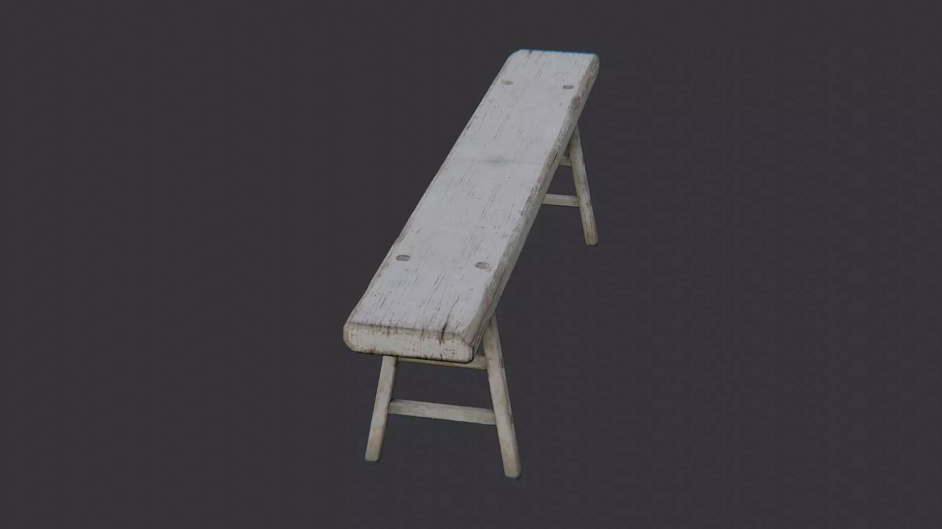 Rustic wooden long bench for interiors Low-poly 3D model_3