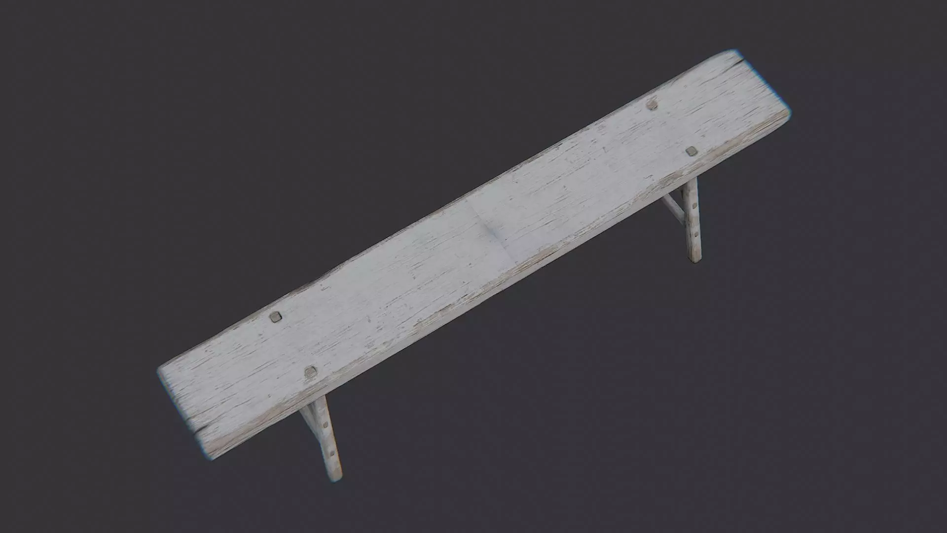 Rustic wooden long bench for interiors Low-poly 3D model_4