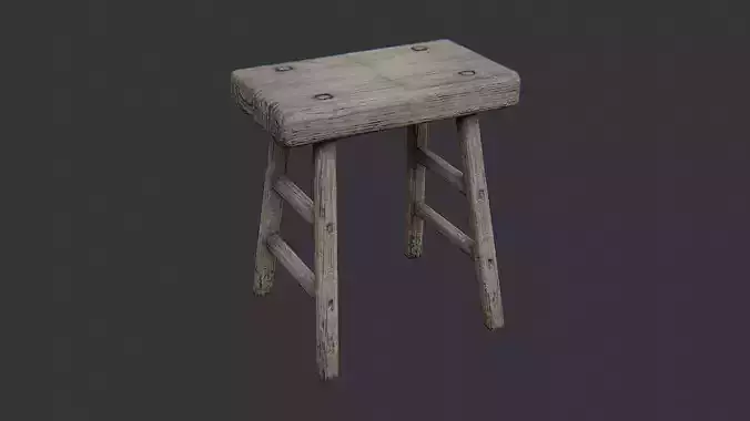 Rustic wooden stool for kitchen and cafe decor