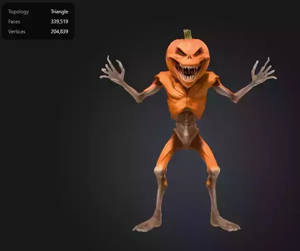 Terrifying Pumpkin Monster Low-poly 3D model