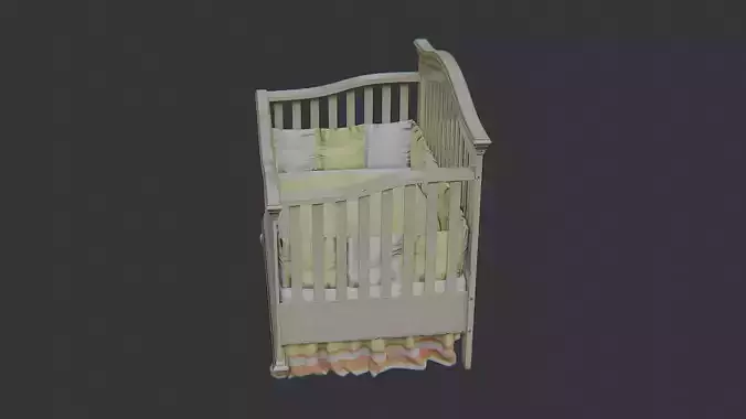 Wooden Baby Crib with Cloth Bedding for Nursery Low-poly 3D model Wooden Baby Crib with Cloth Bedding for Nursery Low-poly 3D model