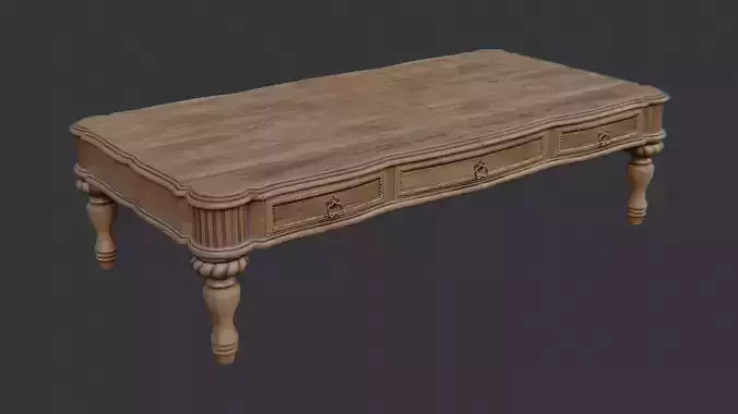 Wooden Coffee Table with Carved Legs