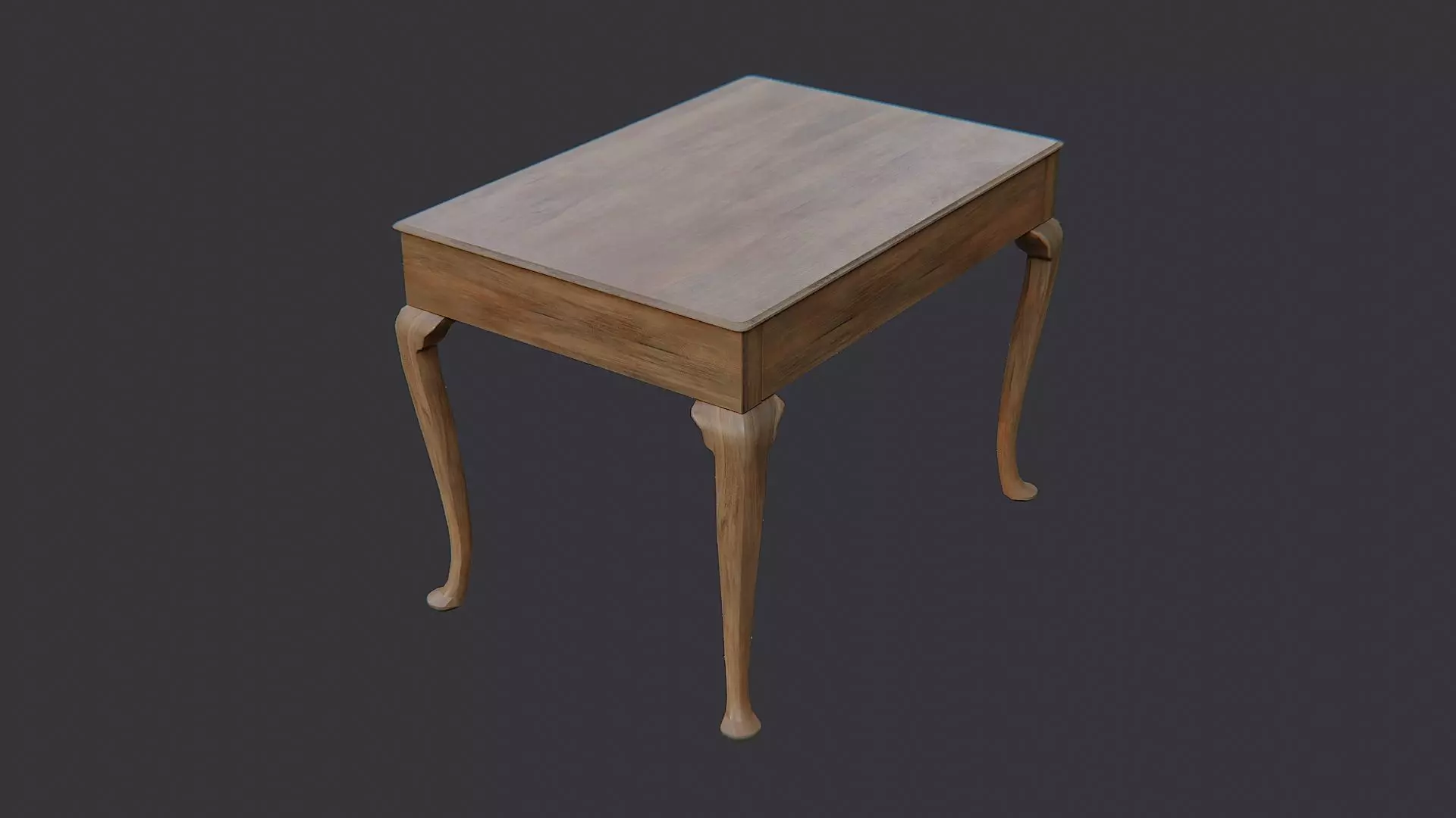 Wooden Side Table with Carved Legs Low-poly 3D model_3