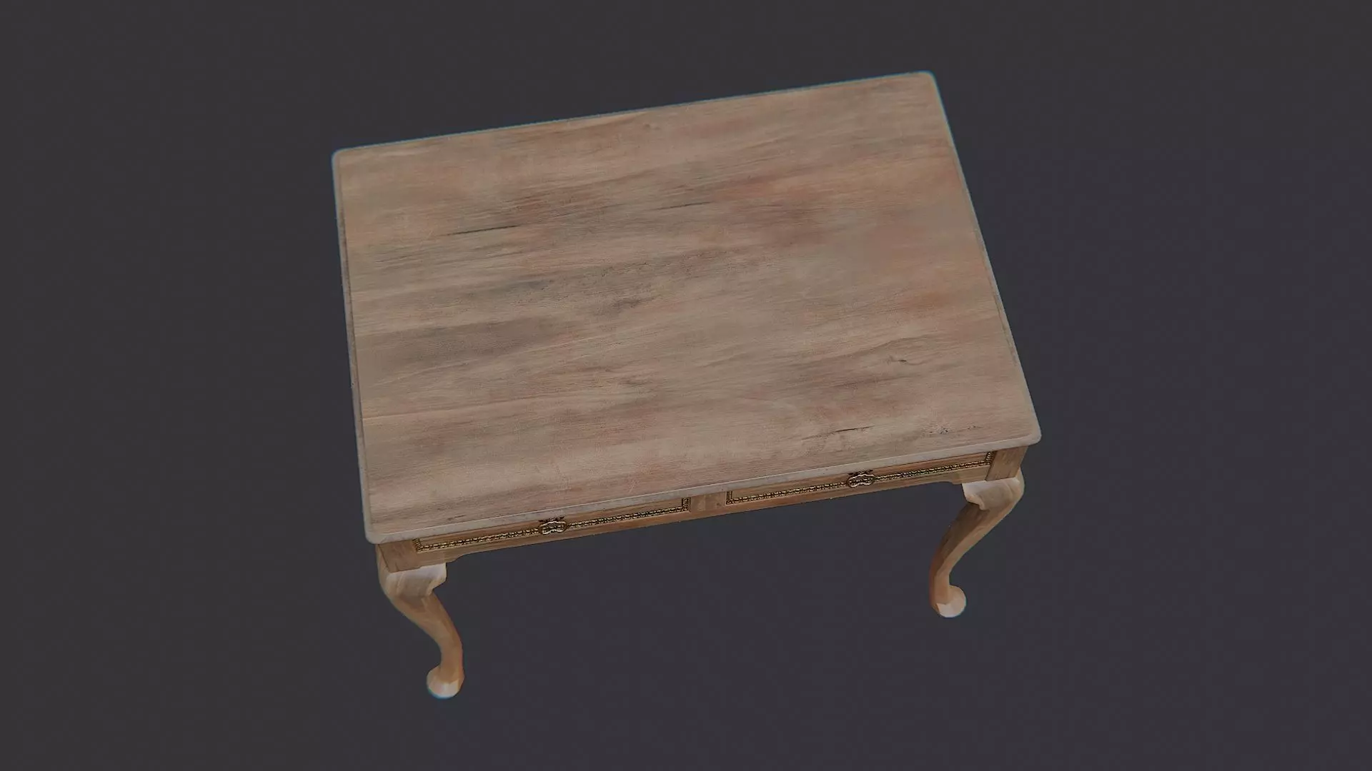 Wooden Side Table with Carved Legs Low-poly 3D model_4