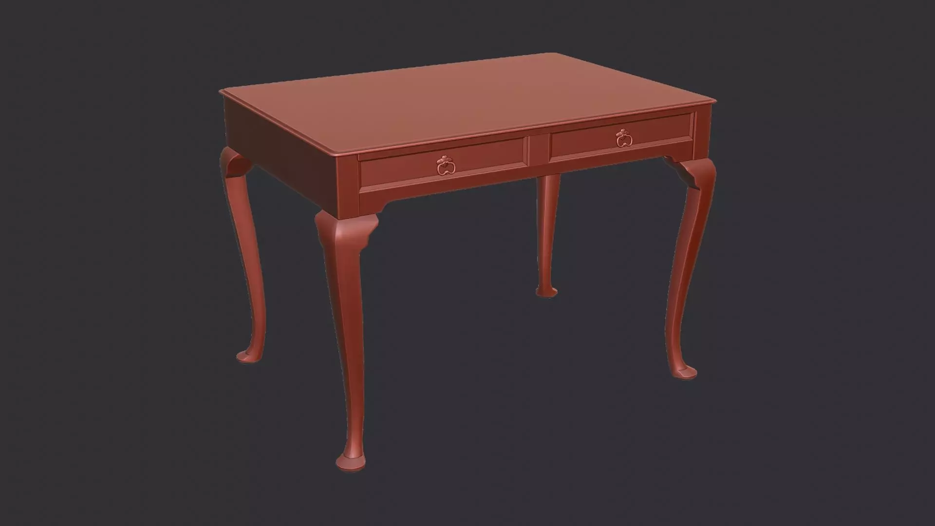 Wooden Side Table with Carved Legs Low-poly 3D model_6