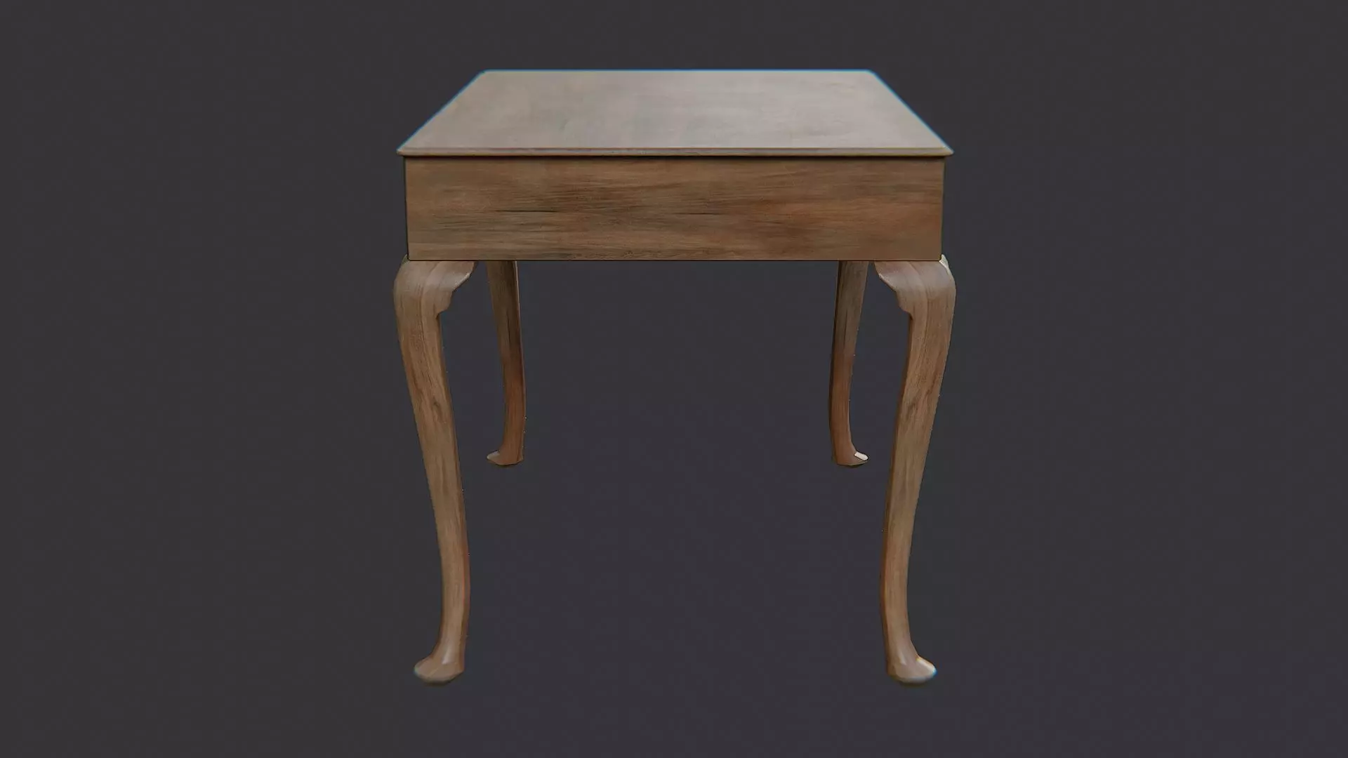 Wooden Side Table with Carved Legs Low-poly 3D model_1