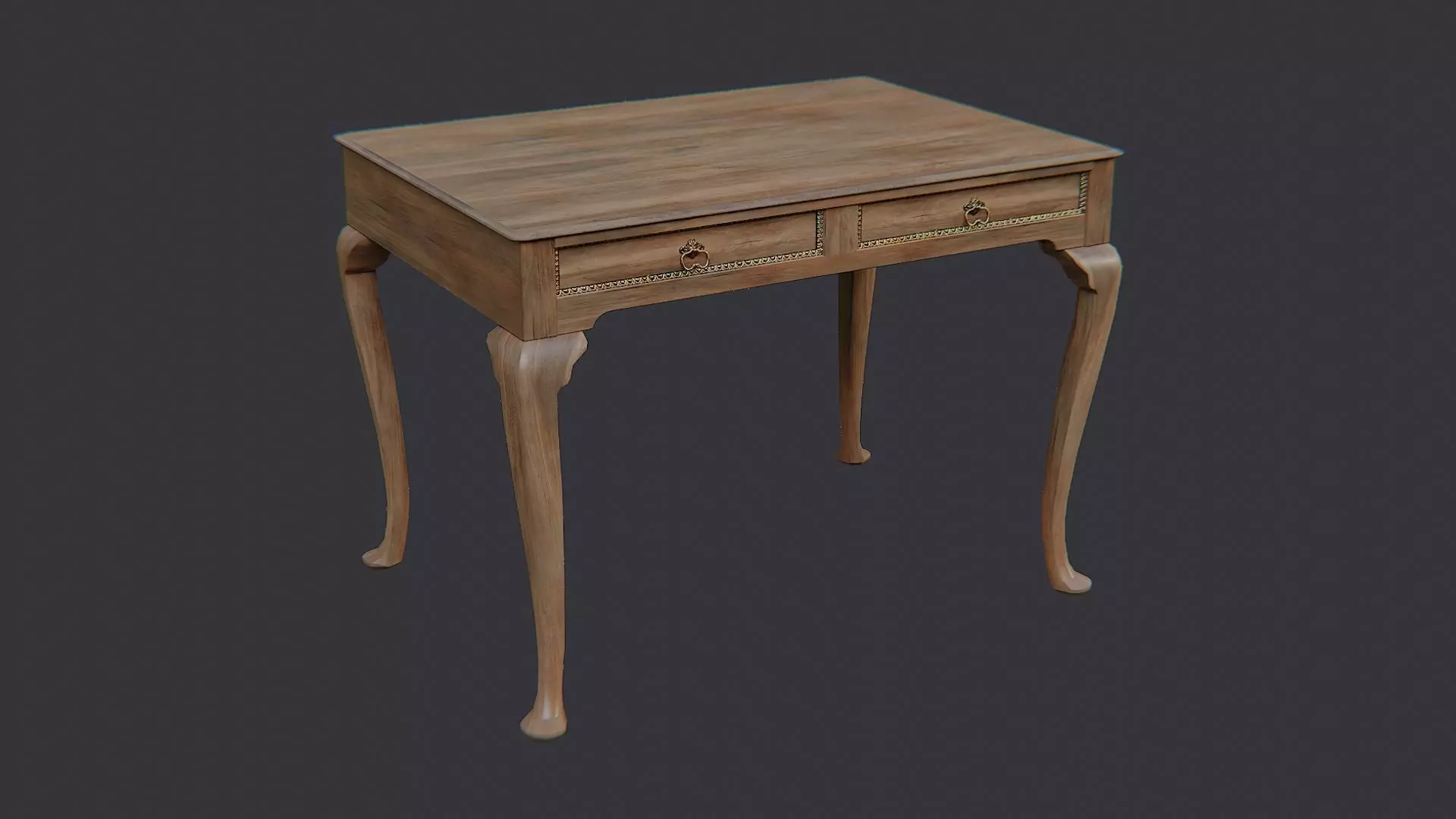 Wooden Side Table with Carved Legs Low-poly 3D model_0