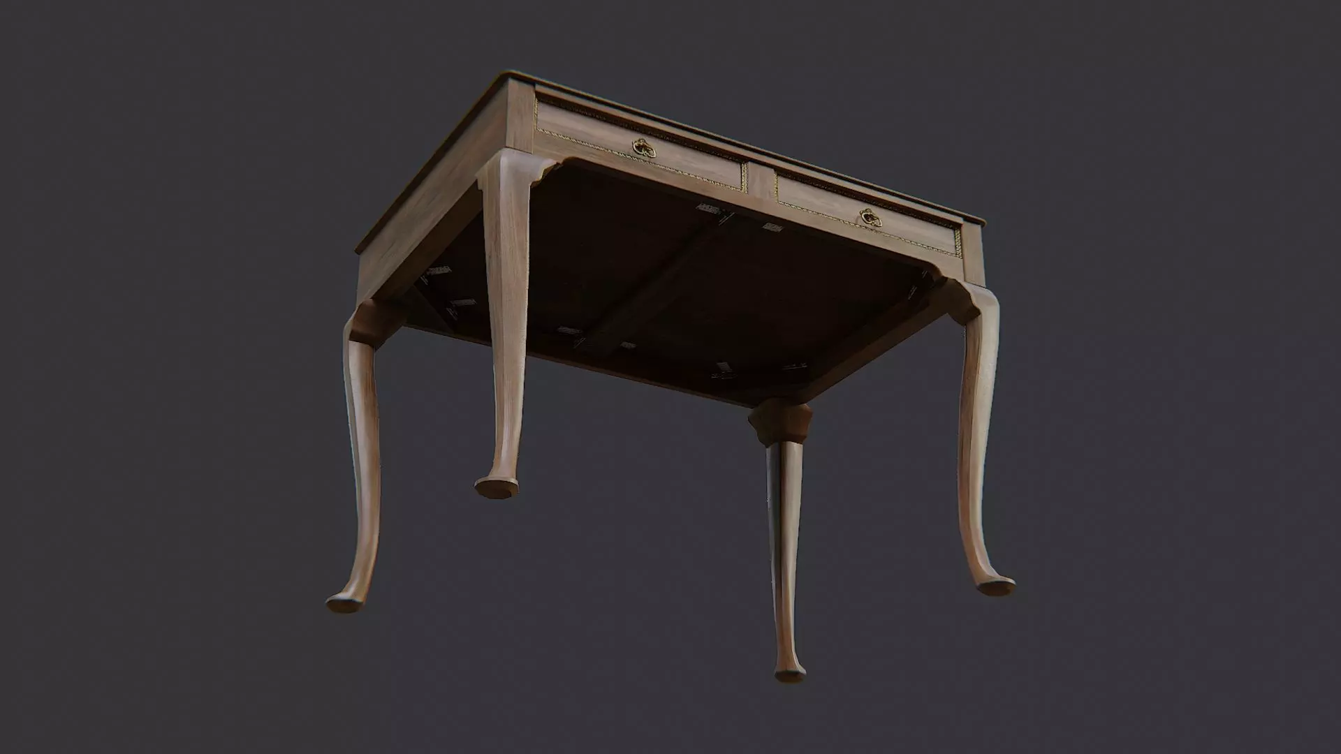Wooden Side Table with Carved Legs Low-poly 3D model_5