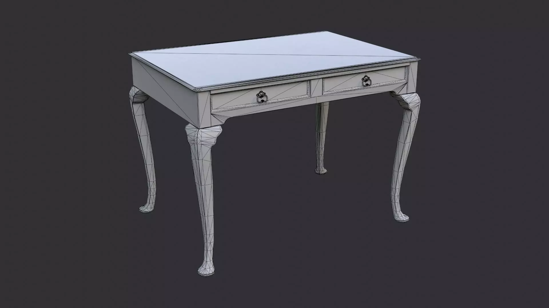 Wooden Side Table with Carved Legs Low-poly 3D model_7