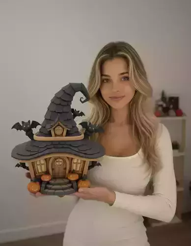 Tiny Halloween House STL Witch Cottage Miniature 3D Print 3D print model