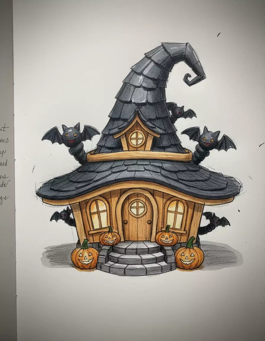 Tiny Halloween House STL Witch Cottage Miniature 3D Print 3D print model_2