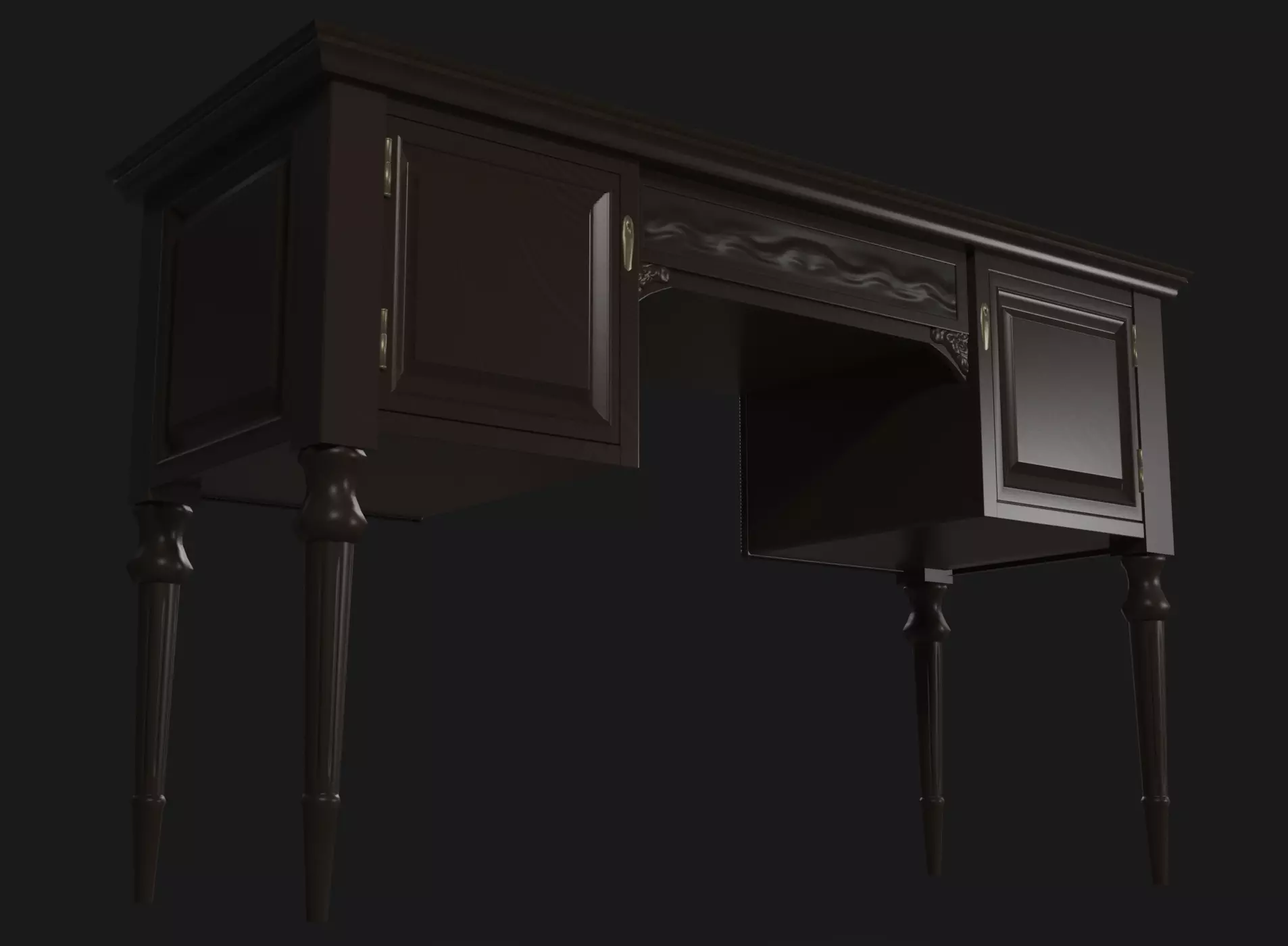 Writing Desk Low-Poly Low-poly 3D model_1