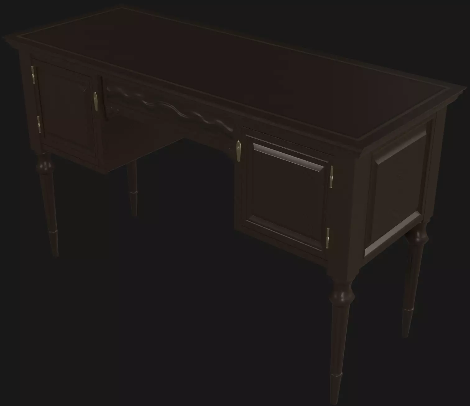 Writing Desk Low-Poly Low-poly 3D model_3