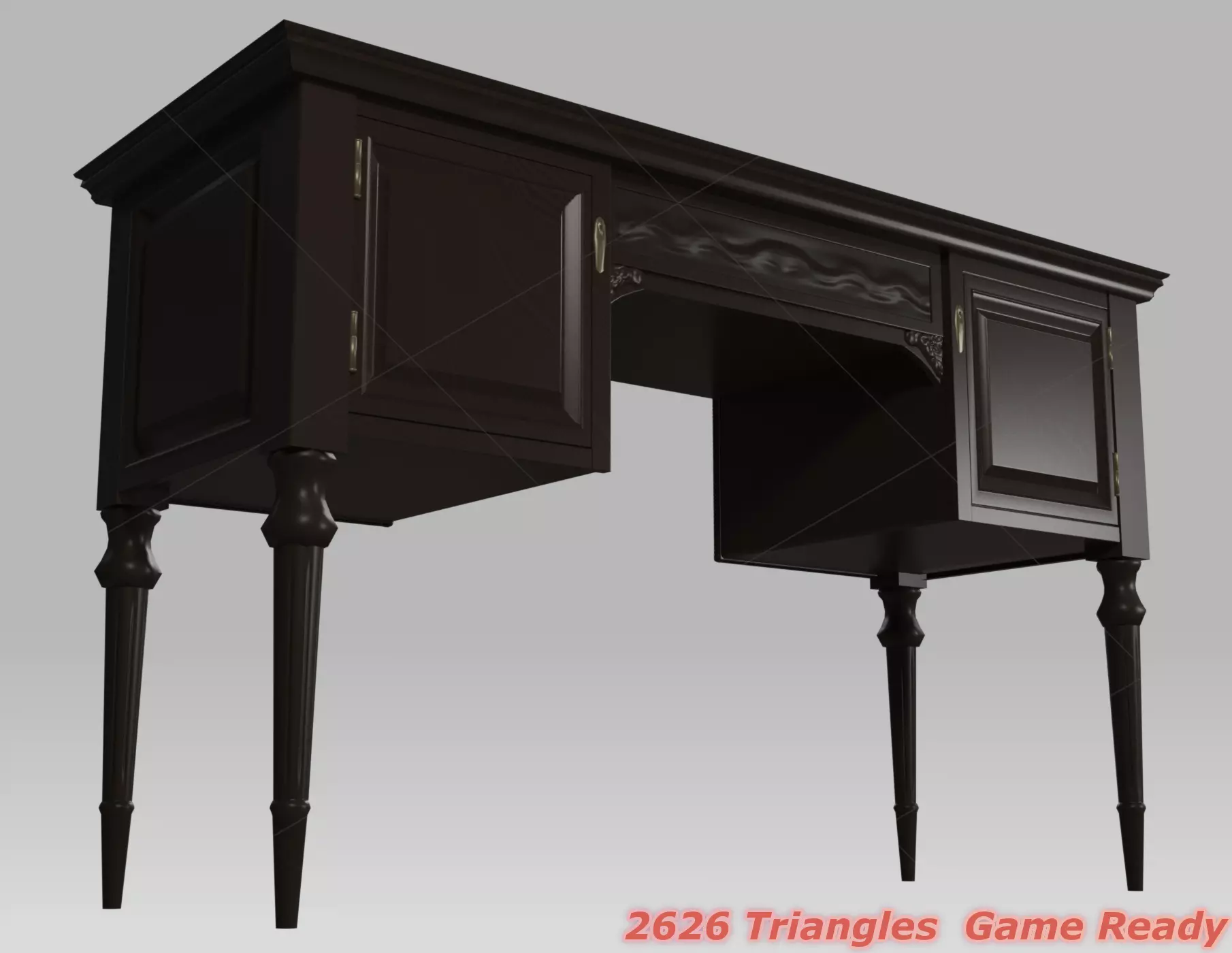Writing Desk Low-Poly Low-poly 3D model_14