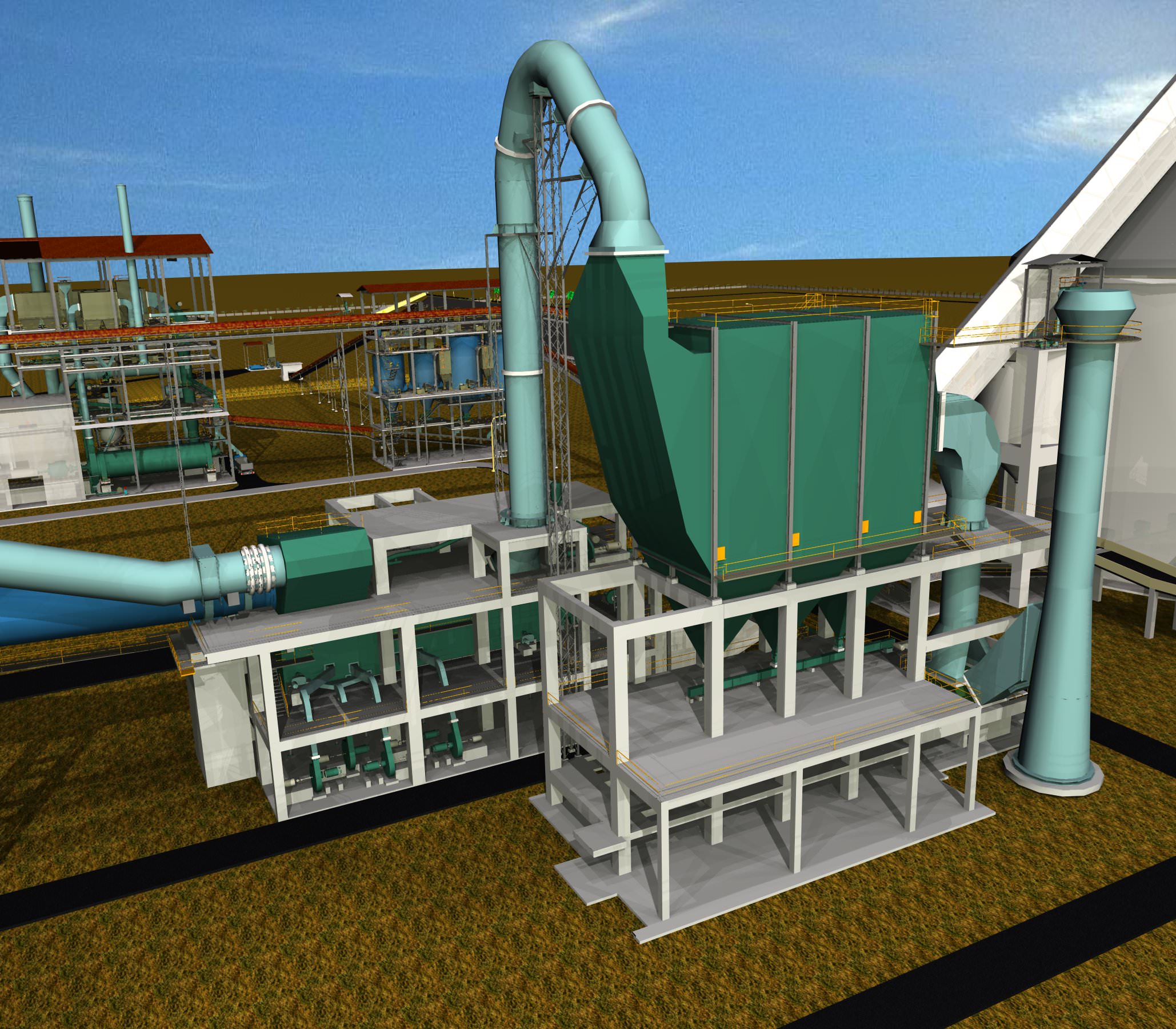 7-Cooler Electrostatic Precipitator Cement Plant Free 3D model_1