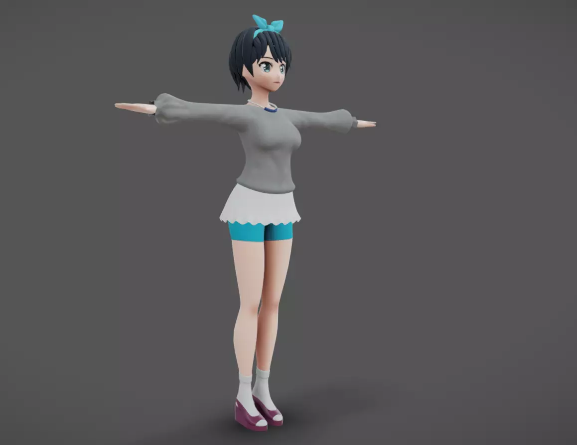 Anime Female 14 - Read Description Low-poly 3D model_4