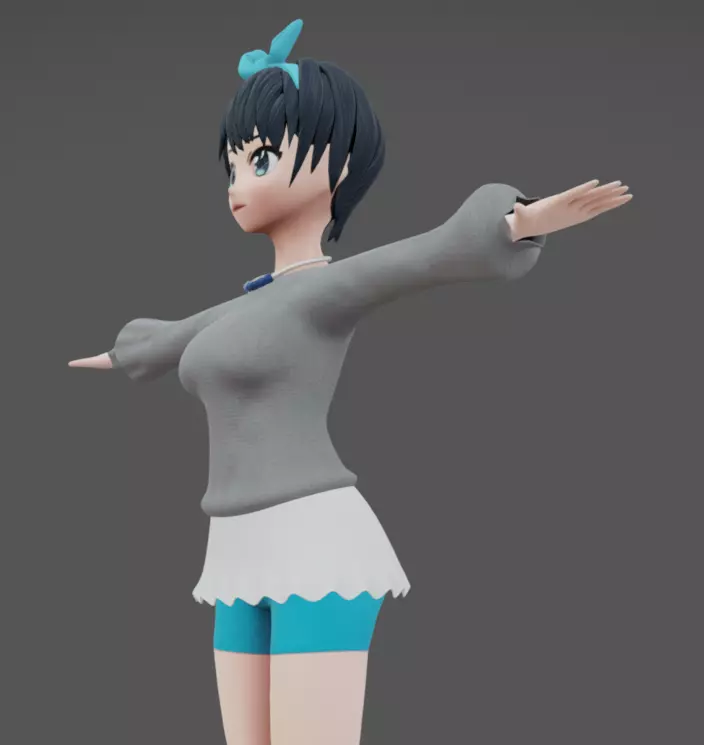 Anime Female 14 - Read Description Low-poly 3D model_5