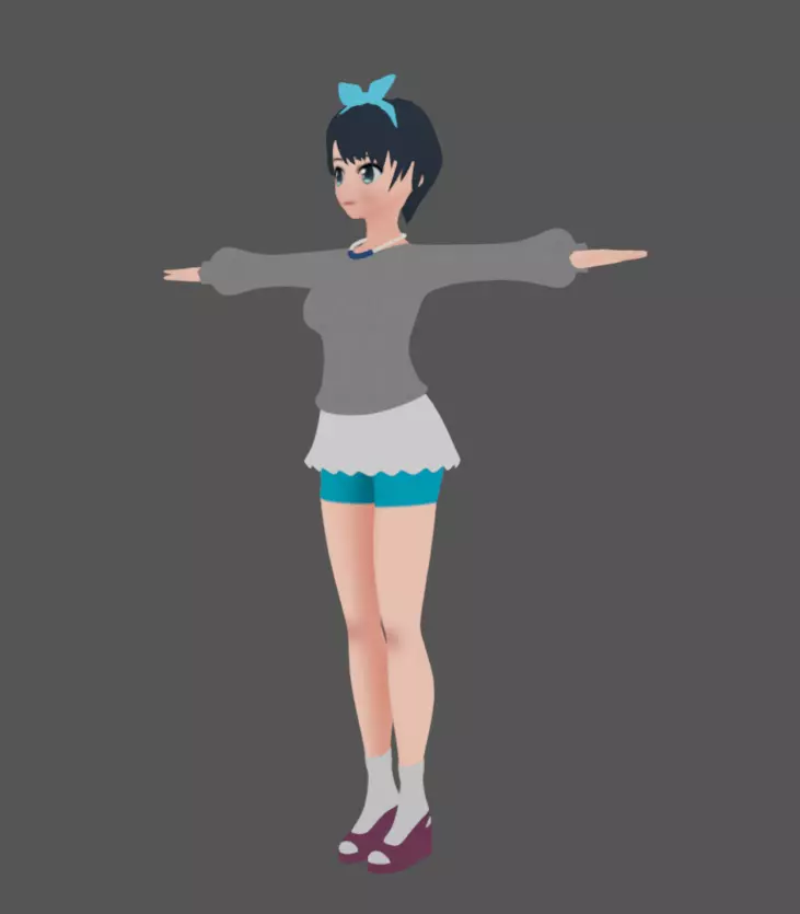 Anime Female 14 - Read Description Low-poly 3D model_10