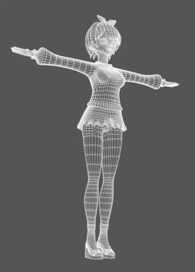 Anime Female 14 - Read Description Low-poly 3D model_15