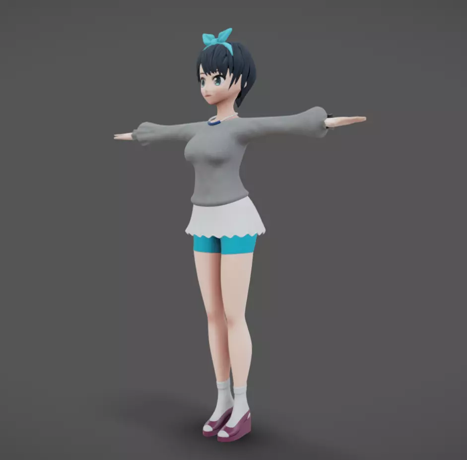 Anime Female 14 - Read Description Low-poly 3D model_2