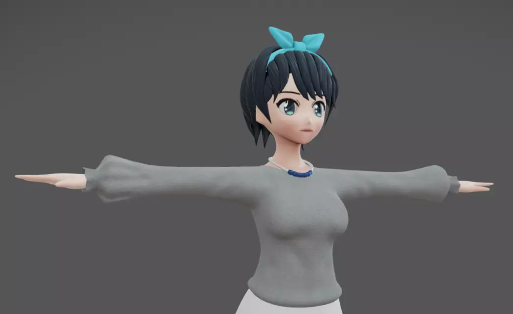 Anime Female 14 - Read Description Low-poly 3D model_3