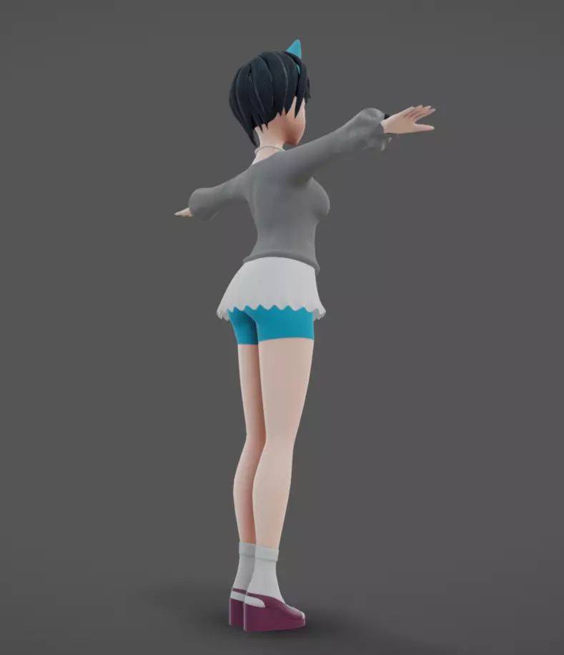 Anime Female 14 - Read Description Low-poly 3D model_9