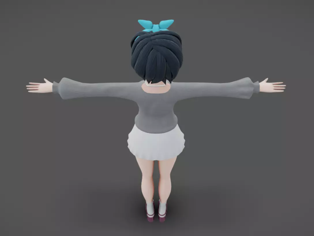 Anime Female 14 - Read Description Low-poly 3D model_6