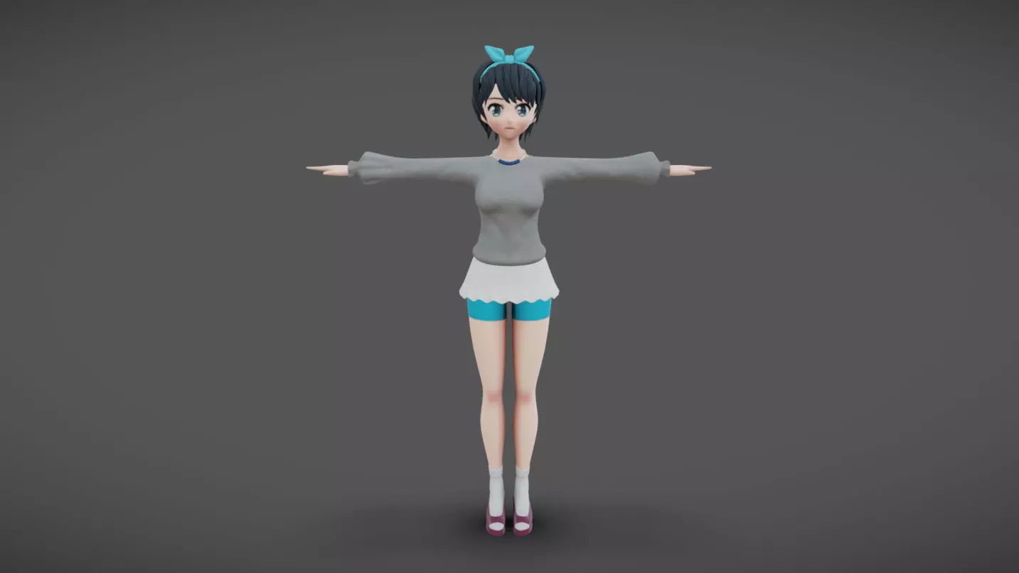 Anime Female 14 - Read Description Low-poly 3D model_0