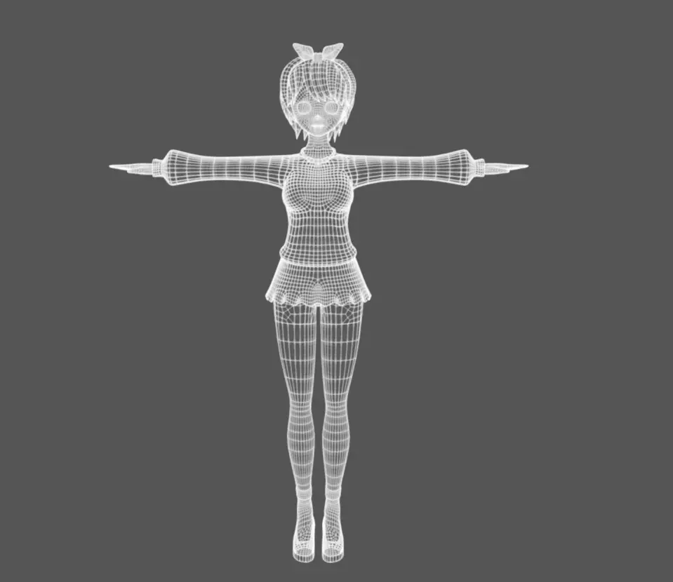 Anime Female 14 - Read Description Low-poly 3D model_13