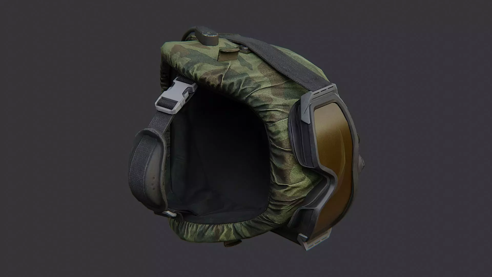 Russian Army Camouflage Helmet with Goggles Low-poly 3D model_0