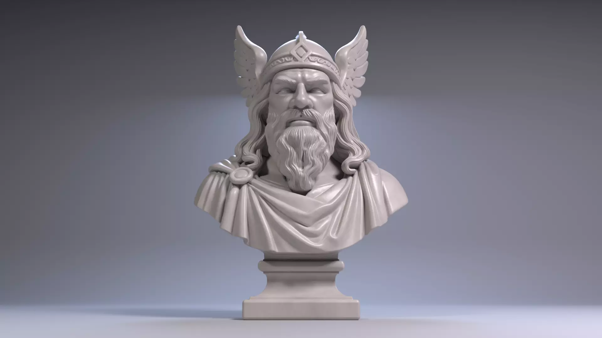 Odin Bust Sculpture 3D Printable STL File 3D print model_7