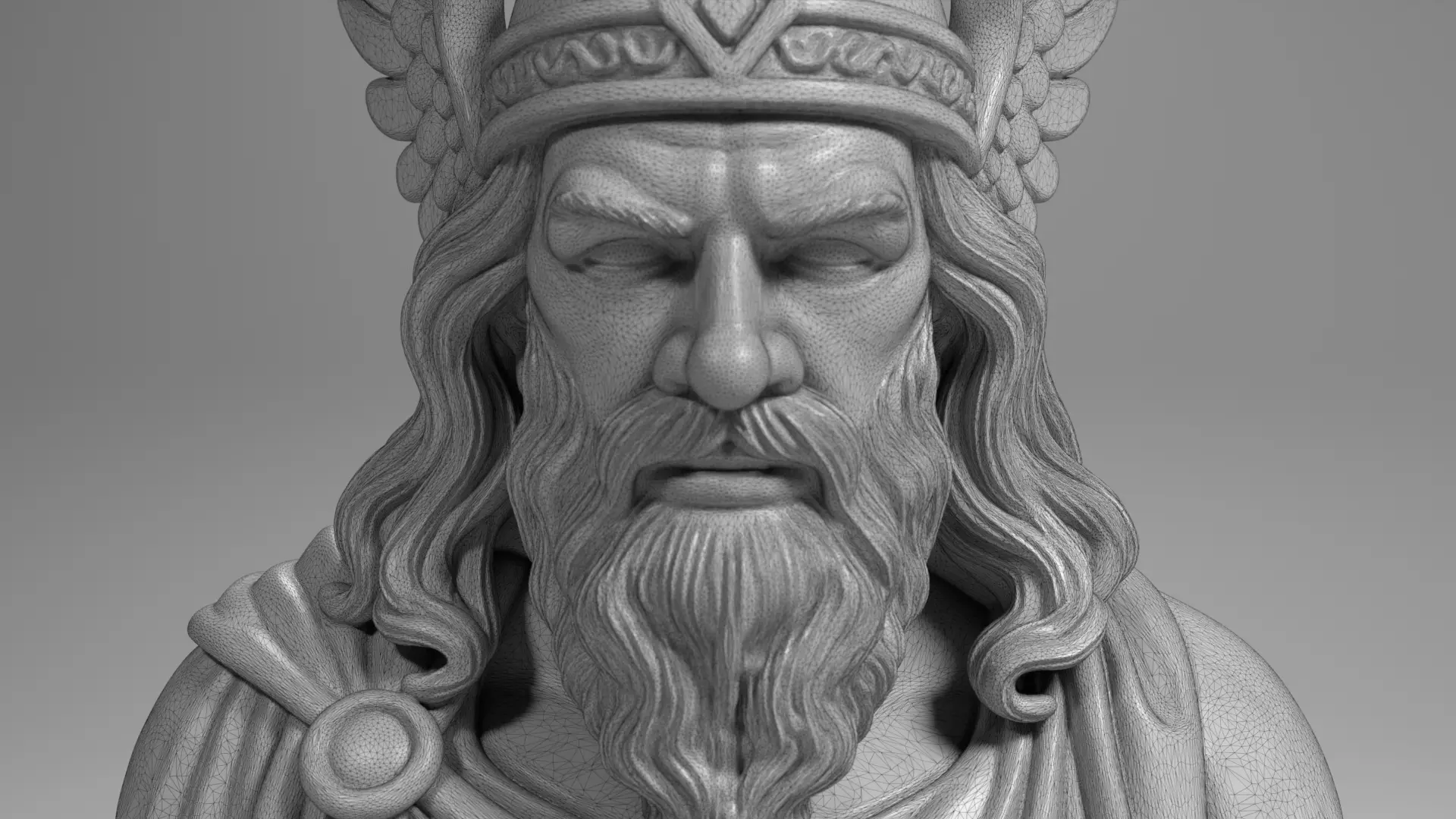Odin Bust Sculpture 3D Printable STL File 3D print model_12