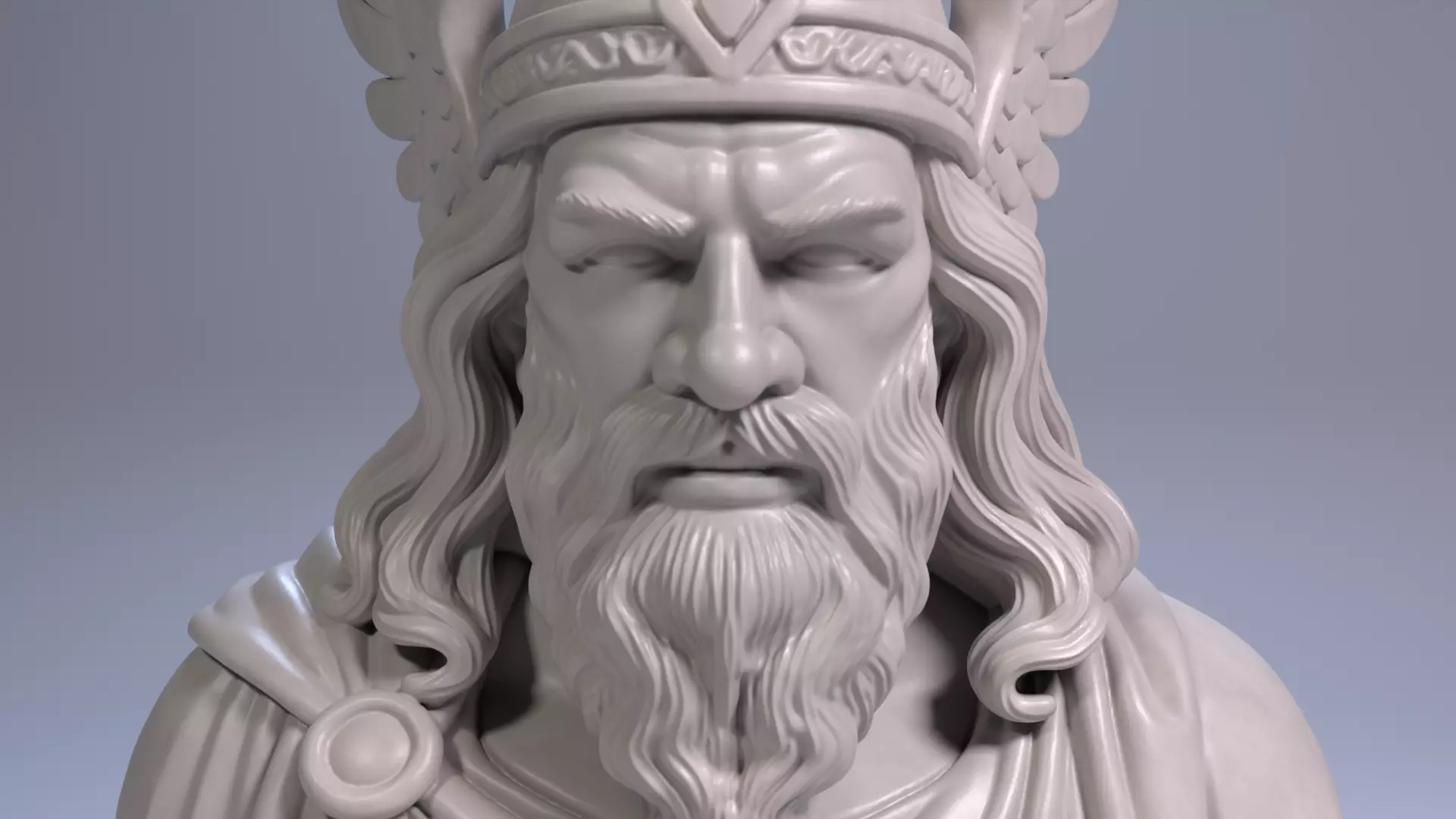 Odin Bust Sculpture 3D Printable STL File 3D print model_9